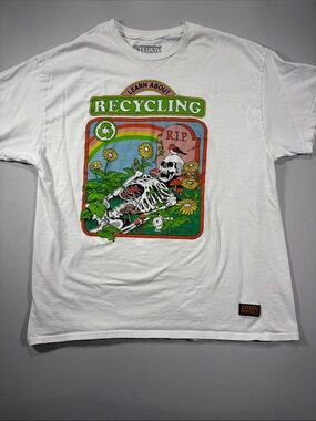 Stephen Rhodes White Graphic Short Sleeve Distressed T-Shirt Size XL